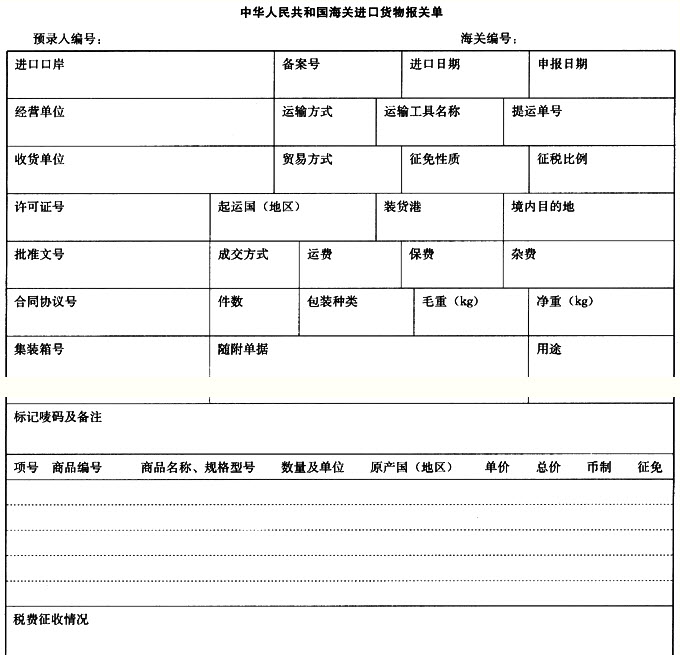 報關單據(jù) 分為進口和出口兩種模式